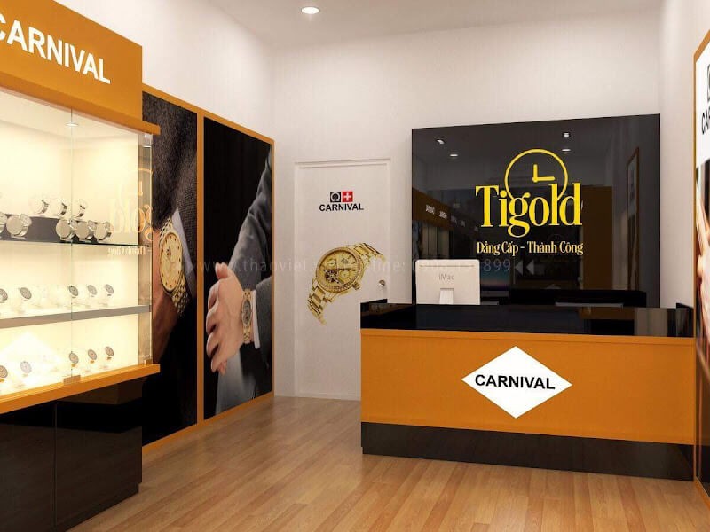 MMàu sắc trong thiết kế cửa hàng đồng hồ Tigold
